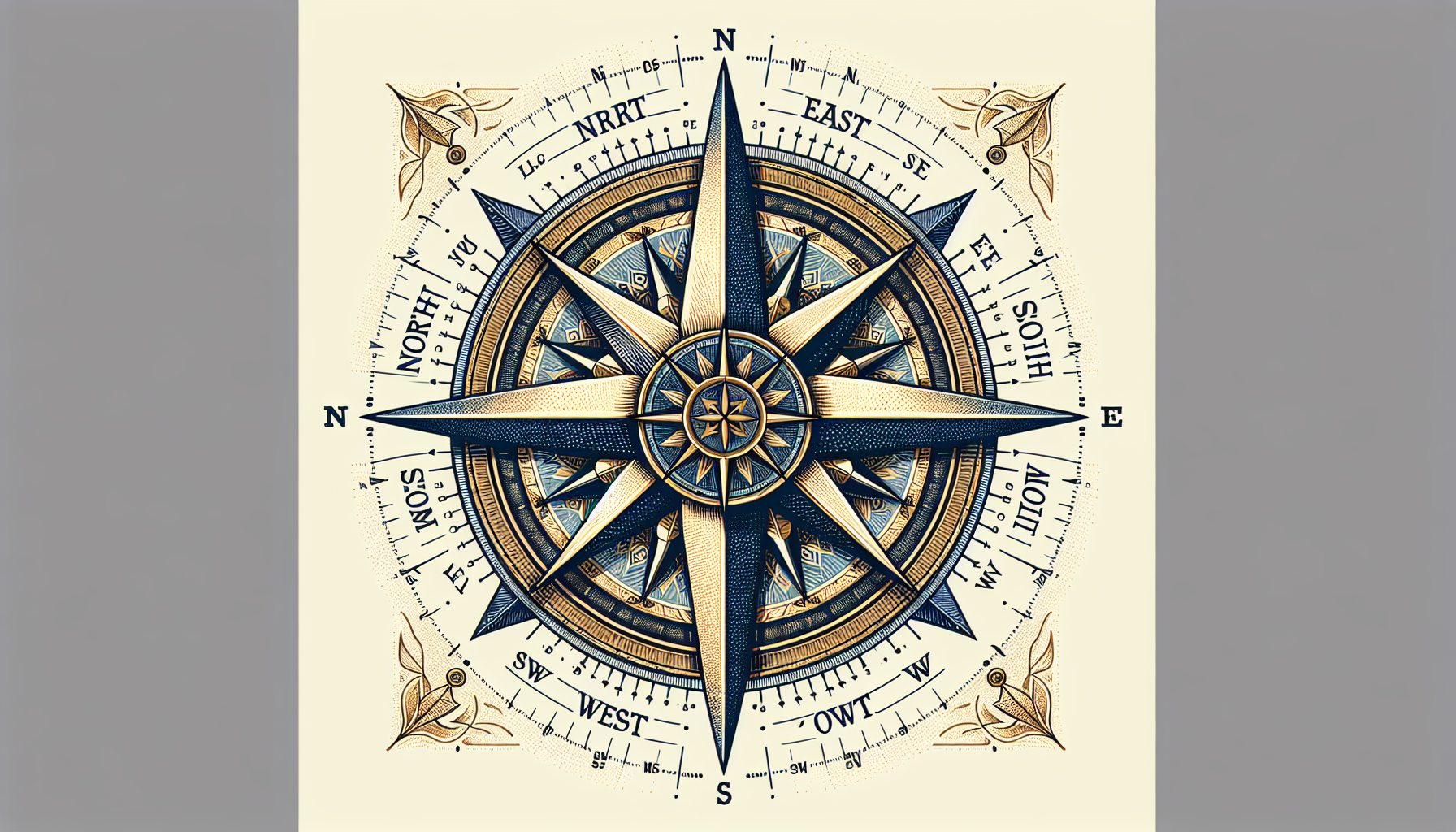 Compass rose showing cardinal and ordinal directions